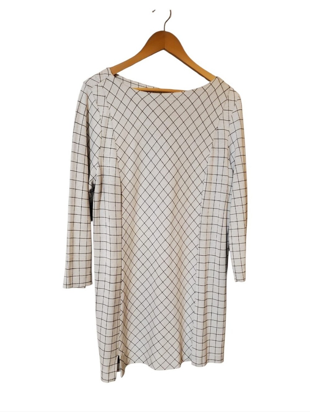 J. Jill Boatneck Ponte Knit Pair Tunic Dresses Black and Plaster White